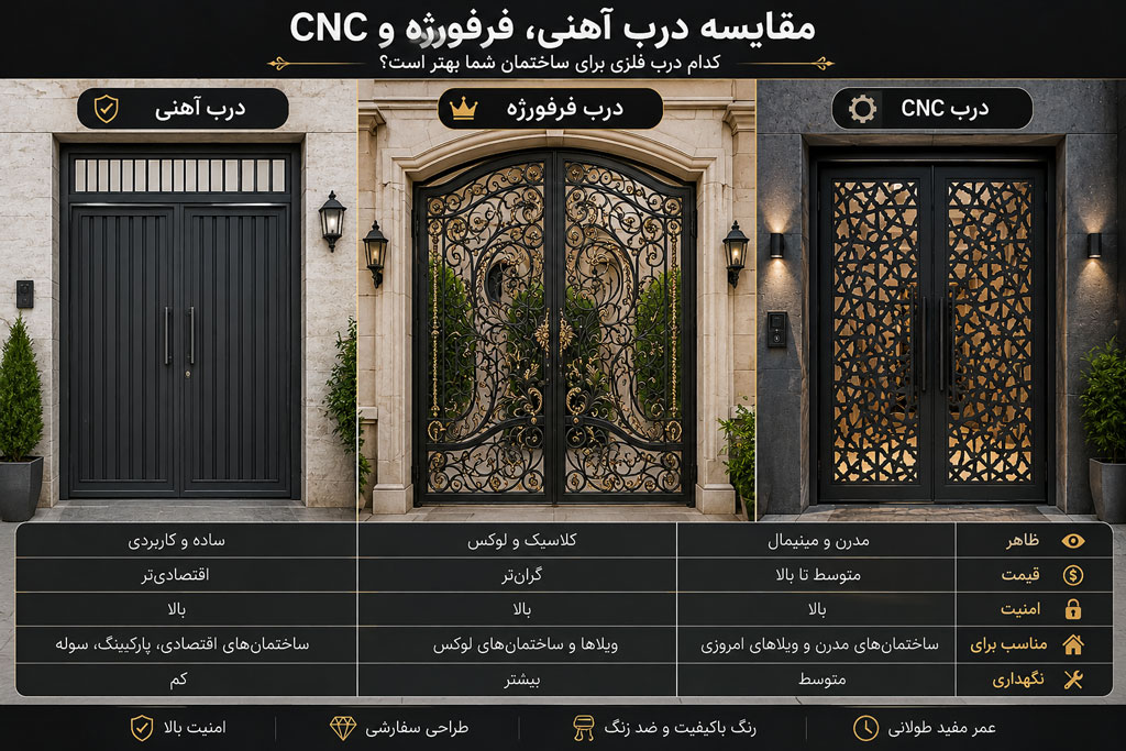 درب آهنی درب فرفوژه درب CNC